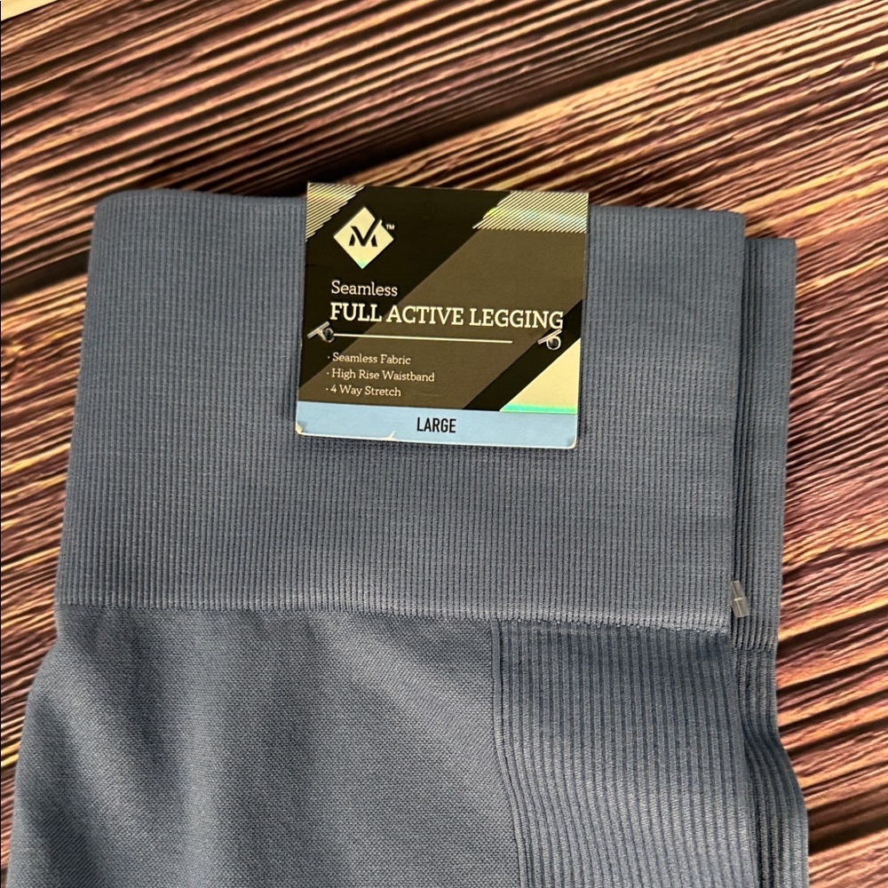 Women's Blue Gray 7/8 Leggings seamless, high-rise waistband, four-way stretch - Picture 2 of 11